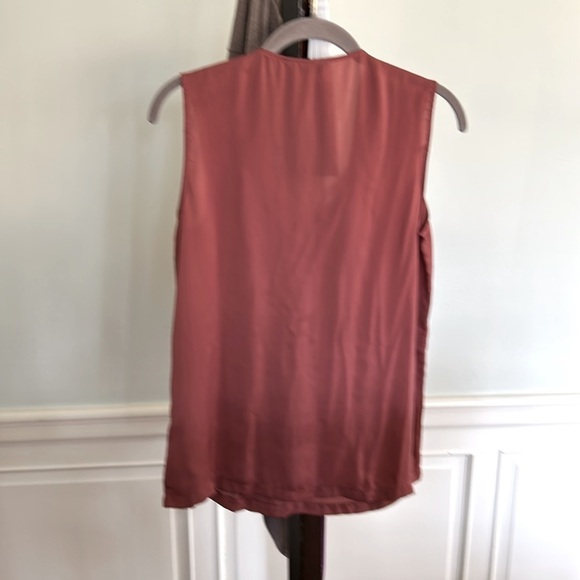 Terracotta Ruffle Top Dark Pink Blouse Size Small Tie Ruffle - Picture 4 of 5